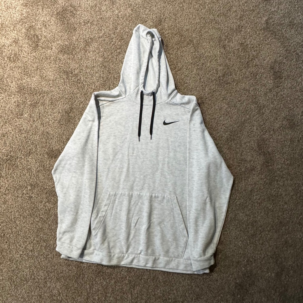 Nike Men's Grey Dri-FIT Pullover Hoodie Swoosh Logo Size XXL Tall